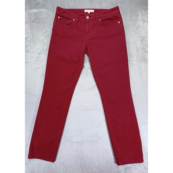 Tory Burch Red Cropped Skinny Jeans Women’s Size 27 - Picture 1 of 11